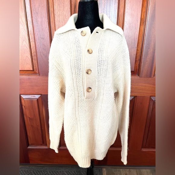 Vintage Alps Kilkenny Knit Irish 100% Pure Wool Hand Loomed Collar Sweater Sz XL - Picture 1 of 8